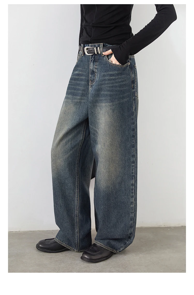 CHIC VEN Korean Women Plus Jeans New Casual Retro Wide Legs Denim Pants Slim Female Trousers Spring Autumn 2025