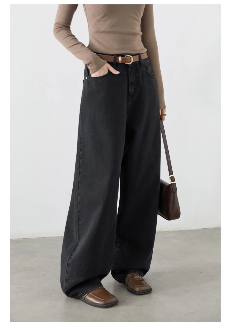 CHIC VEN Korean Women Plus Jeans New Casual Retro Wide Legs Denim Pants Slim Female Trousers Spring Autumn 2025