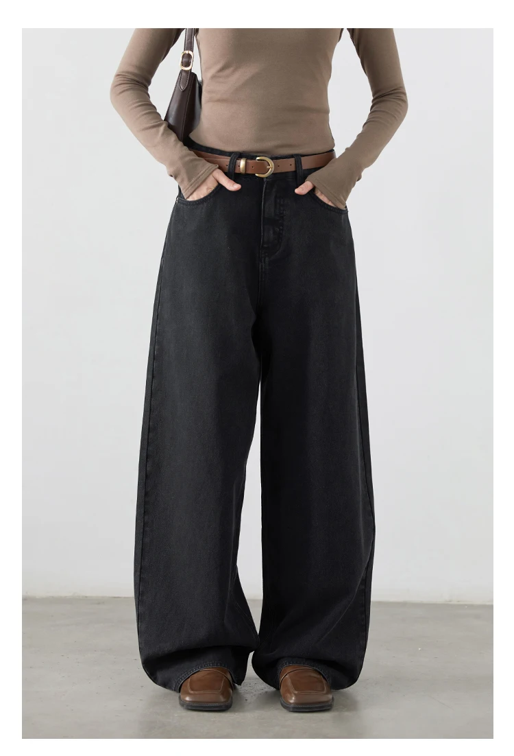 CHIC VEN Korean Women Plus Jeans New Casual Retro Wide Legs Denim Pants Slim Female Trousers Spring Autumn 2025