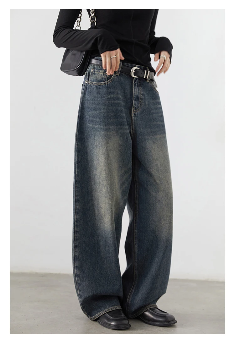 CHIC VEN Korean Women Plus Jeans New Casual Retro Wide Legs Denim Pants Slim Female Trousers Spring Autumn 2025