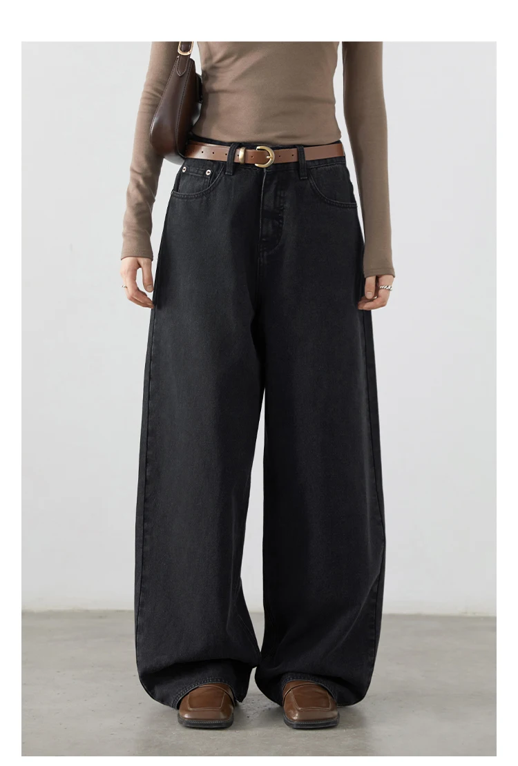 CHIC VEN Korean Women Plus Jeans New Casual Retro Wide Legs Denim Pants Slim Female Trousers Spring Autumn 2025