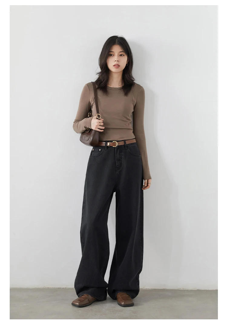 CHIC VEN Korean Women Plus Jeans New Casual Retro Wide Legs Denim Pants Slim Female Trousers Spring Autumn 2025