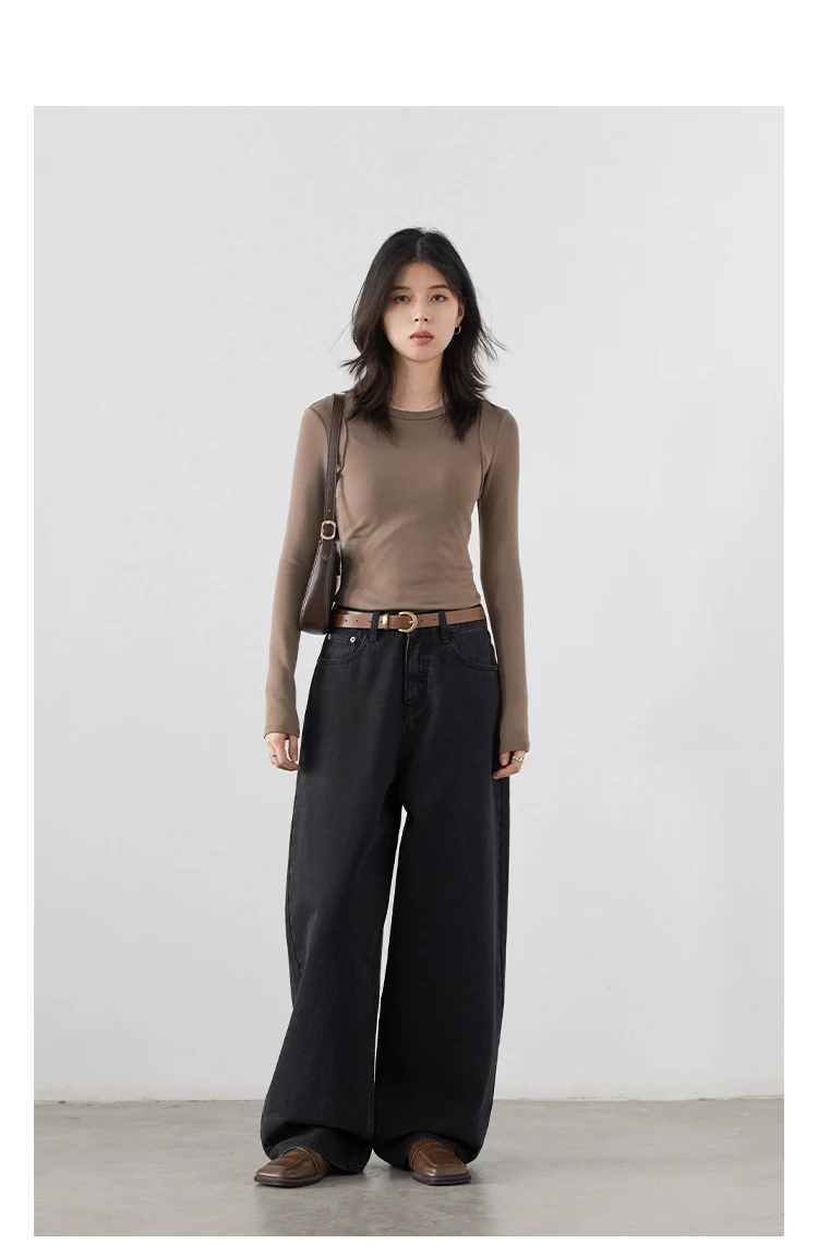 CHIC VEN Korean Women Plus Jeans New Casual Retro Wide Legs Denim Pants Slim Female Trousers Spring Autumn 2025