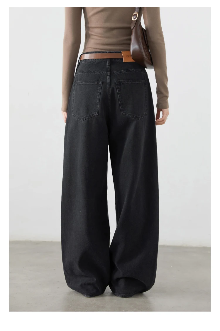 CHIC VEN Korean Women Plus Jeans New Casual Retro Wide Legs Denim Pants Slim Female Trousers Spring Autumn 2025