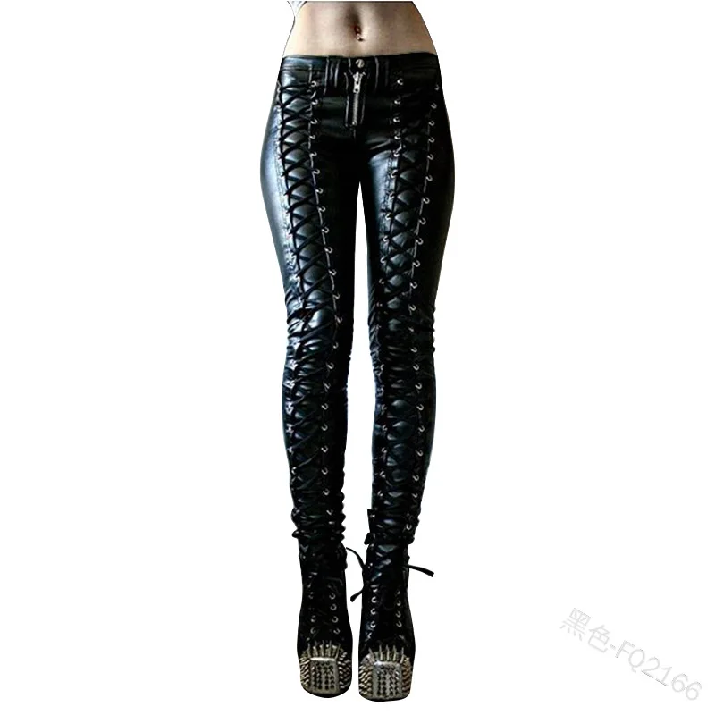 Women's New Fashion Tight Skinny Pants PU Faux Leather High Waist Smooth Touch Elastic Fit Wrinkle Resistant Casual Long Pants