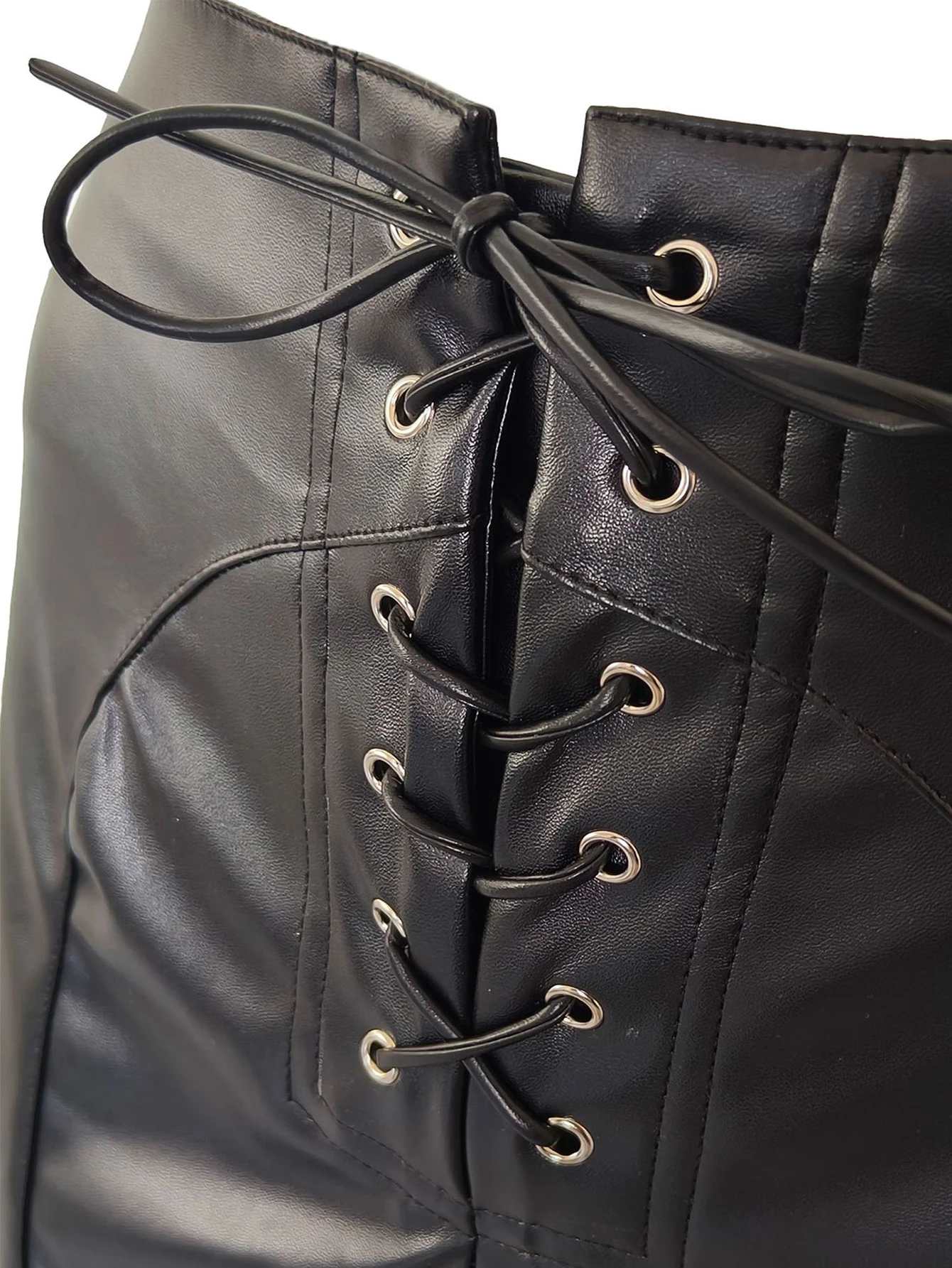 Sexy black PU leather pants women straight leg pants trousers woman clothing high waist casual baggy wide leg pants streetwear