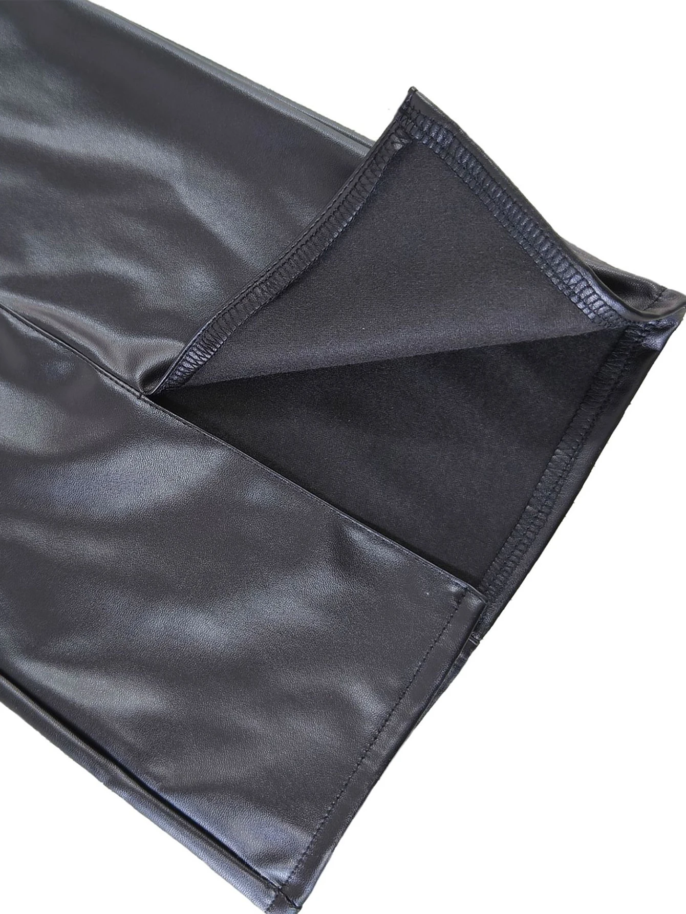 Sexy black PU leather pants women straight leg pants trousers woman clothing high waist casual baggy wide leg pants streetwear