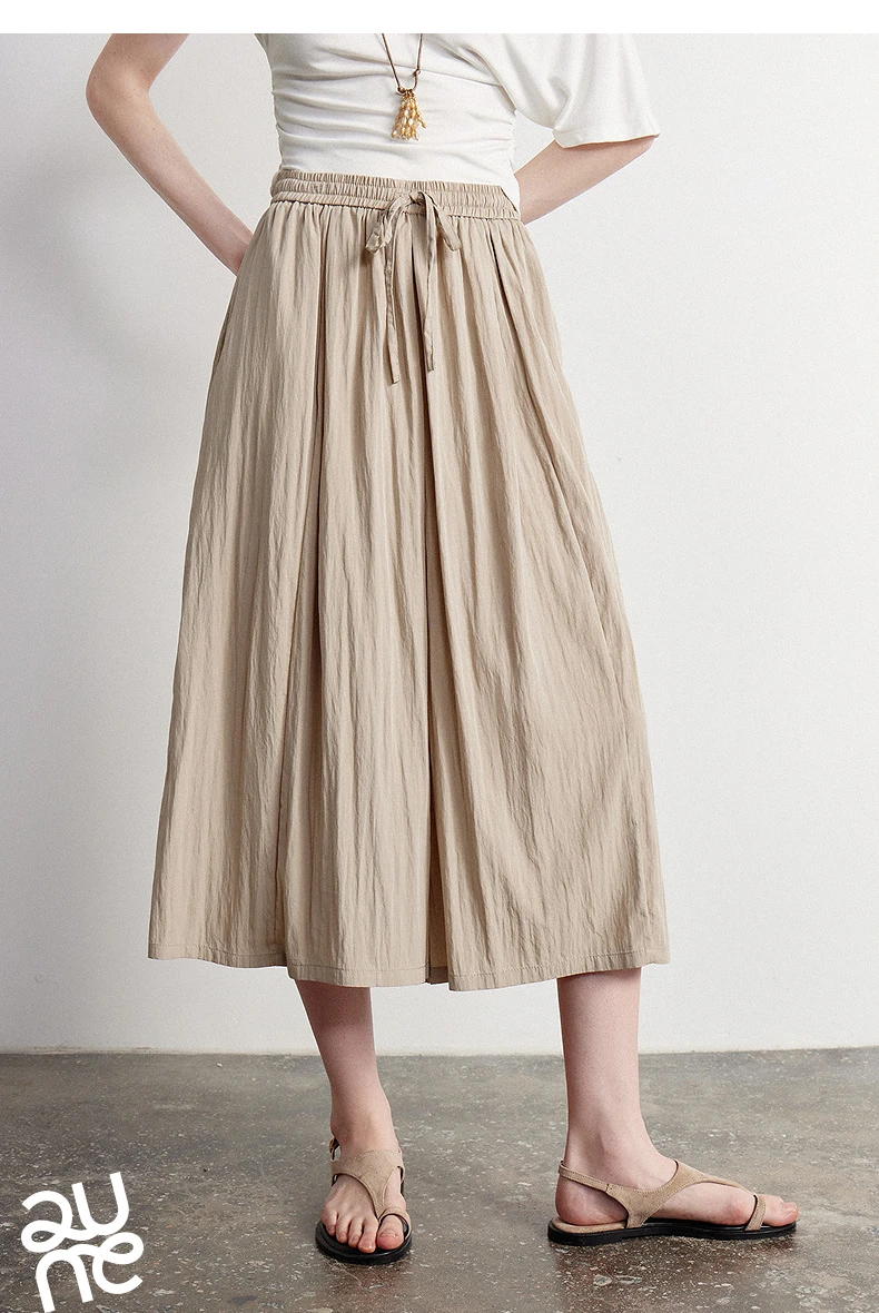 TOYOUTH Women Casual Pants 2026 Summer New Nine Inch Silhouette Light Style Wide Leg Pants