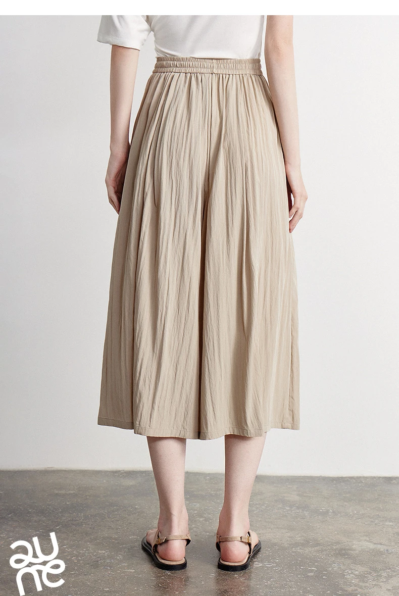 TOYOUTH Women Casual Pants 2026 Summer New Nine Inch Silhouette Light Style Wide Leg Pants