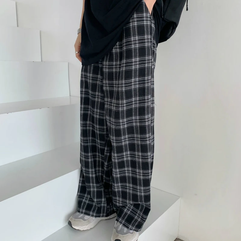 JMPRS Black Women Plaid Pants Casual Oversize Loose Wide Leg Trouser Retro Teens Harajuku Hip-hop All-match Streetwear S - 3XL