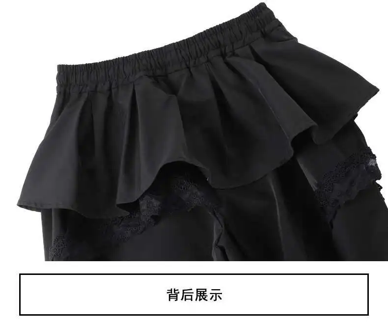 MEXZT Y2K Black Cargo Pants Women Streetwear Lace Patchwork White Wide Leg Pants Summer Gyaru Harajuku Korean Baggy Trousers New
