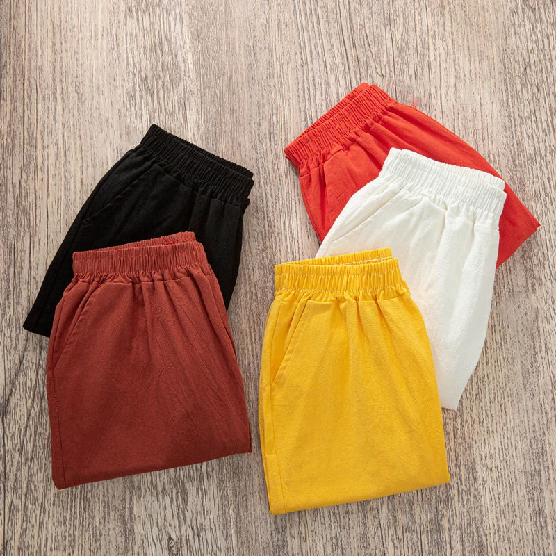 Lucyever Casual Cotton Linen Pants Women 2022 Spring Summer Elastic Waist Ankle Pants Woman Solid Color Harem Trousers Hot Sale
