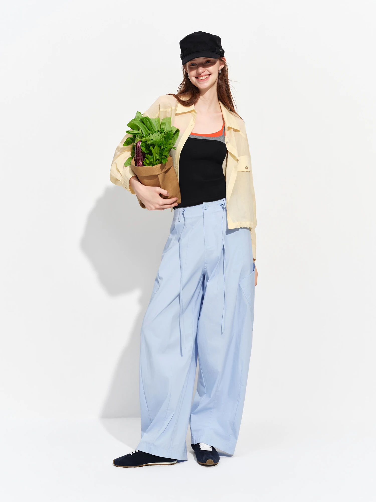 FSLE 2026 Summer Women's Casual Mid-Rise Balloon Pants with Barrel Leg Silhouette - Relaxed Fit for Daily and Summer Wear