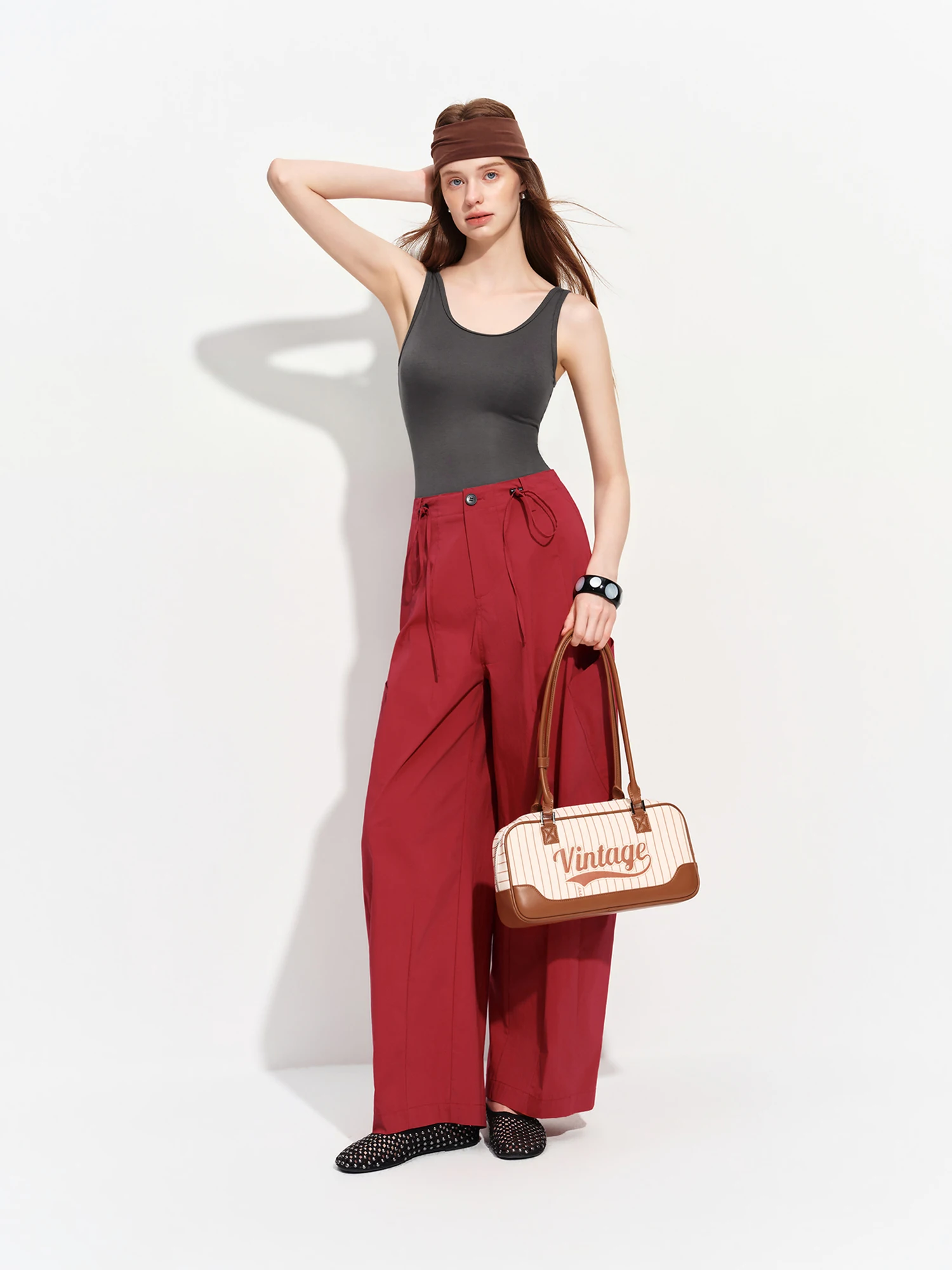 FSLE 2026 Summer Women's Casual Mid-Rise Balloon Pants with Barrel Leg Silhouette - Relaxed Fit for Daily and Summer Wear