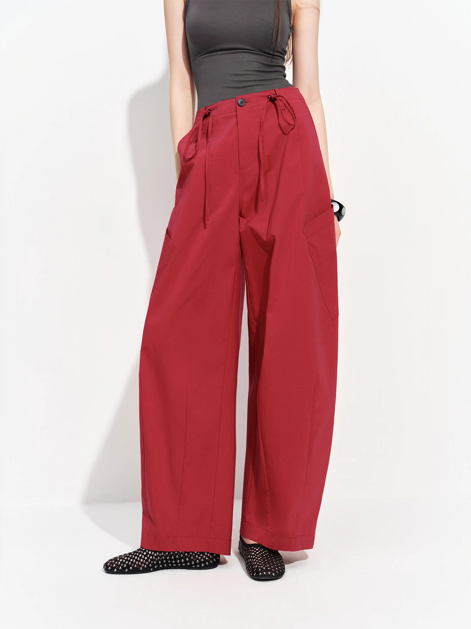 FSLE 2026 Summer Women's Casual Mid-Rise Balloon Pants with Barrel Leg Silhouette - Relaxed Fit for Daily and Summer Wear