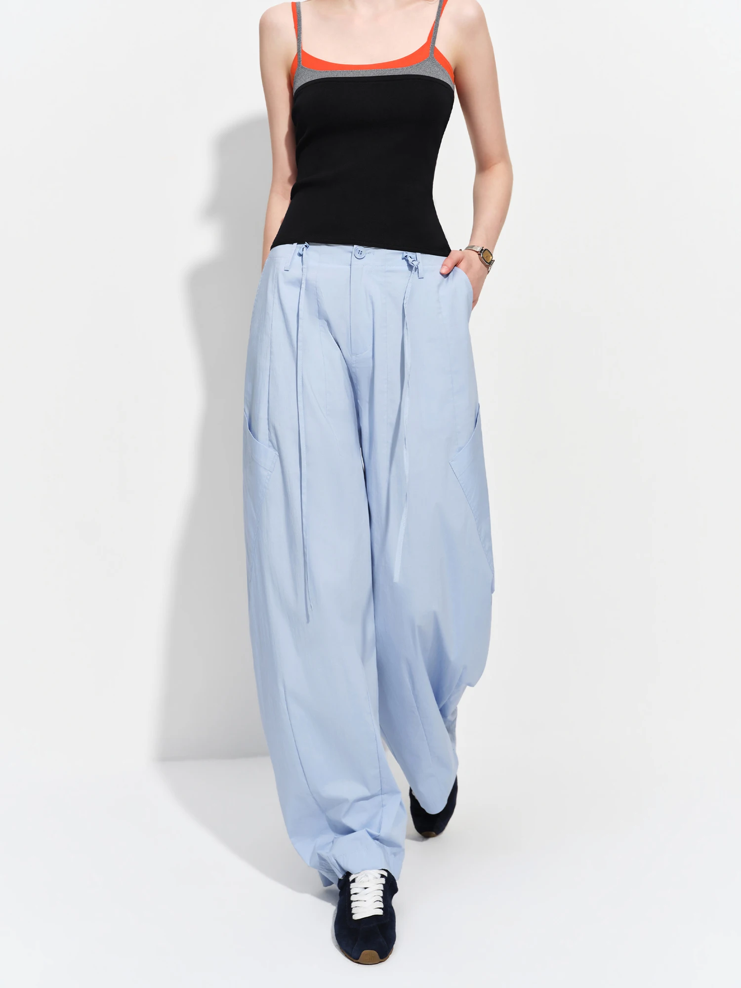 FSLE 2026 Summer Women's Casual Mid-Rise Balloon Pants with Barrel Leg Silhouette - Relaxed Fit for Daily and Summer Wear