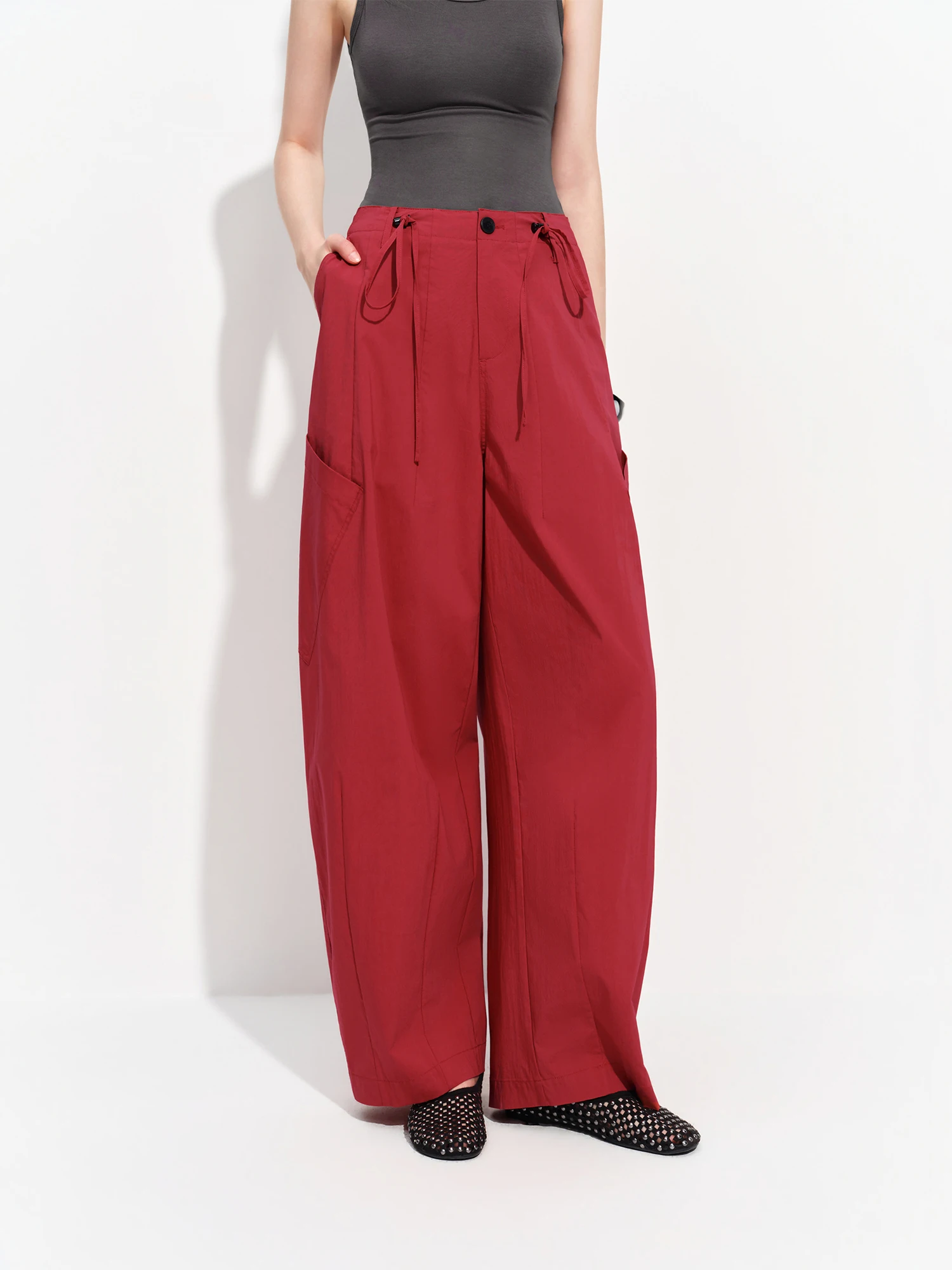 FSLE 2026 Summer Women's Casual Mid-Rise Balloon Pants with Barrel Leg Silhouette - Relaxed Fit for Daily and Summer Wear