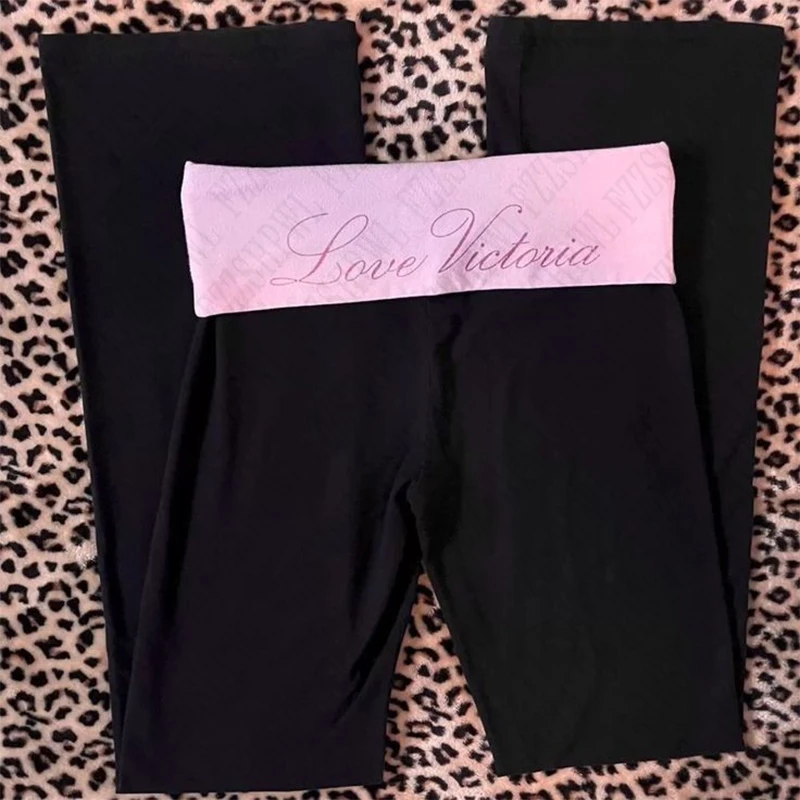 Hip Hop Women's Trousers Street Punk Rock Sexy Slim Chic Letter Print vintage Y2K Emo Girls Cute Harajuku Tight Bottoms Trousers