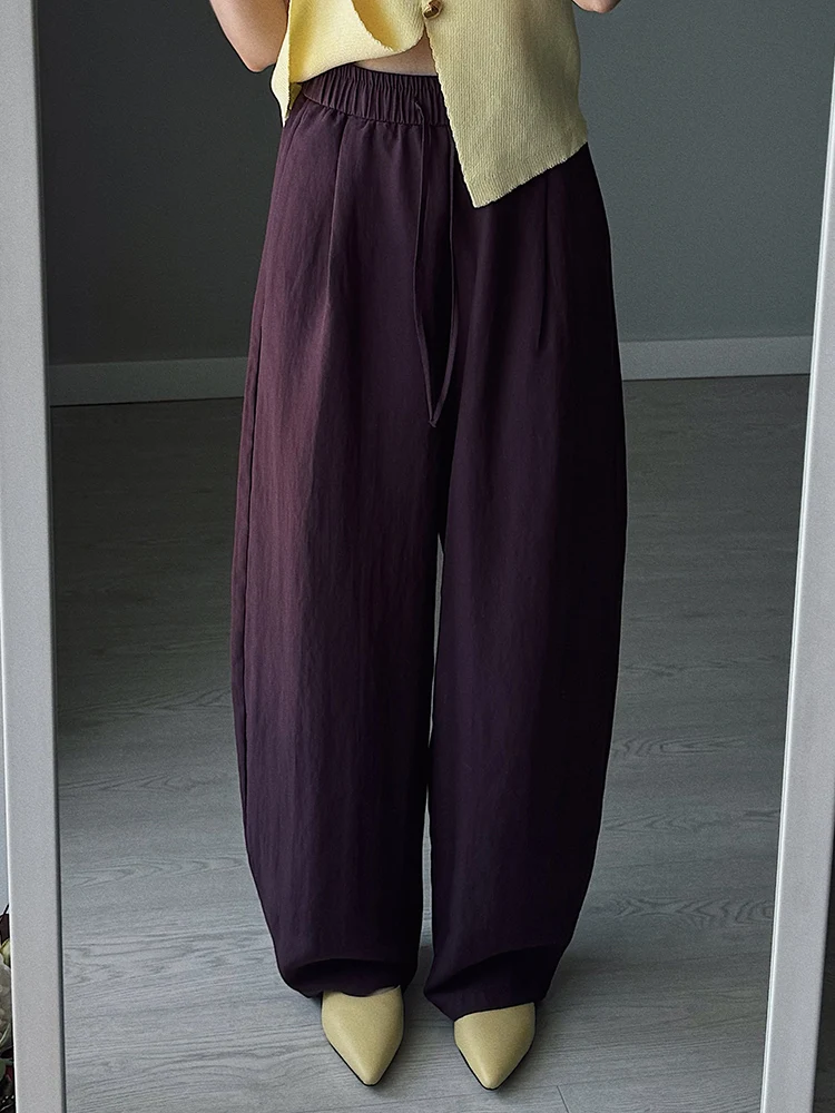 KarSaNy Women Summer Pants Purple Loose High Waist Casual Solid Navy Blue Lyocell Pants Wide Leg Trousers For Women Summer Baggy