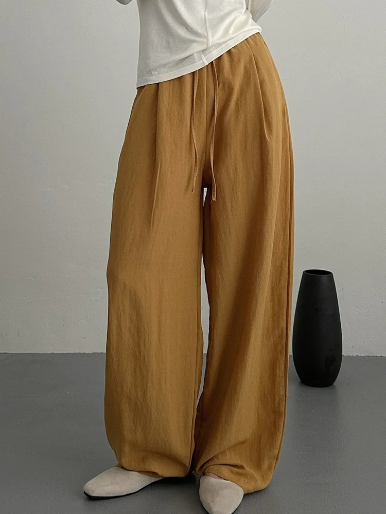 KarSaNy Women Summer Pants Purple Loose High Waist Casual Solid Navy Blue Lyocell Pants Wide Leg Trousers For Women Summer Baggy
