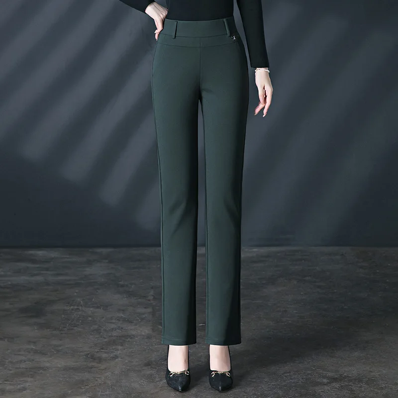 Black Women's High Waist Stretch Suit Pants, Fashion Slim Trousers, Purple Green Brown Pantalones, Asian Size M-6XL
