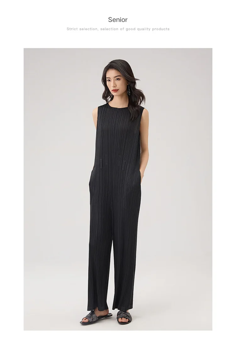Miyake Pleated Sleeveless Jumpsuit 2025 Summer New Casual Loose Thin Set of High Waist Age Reduction Casual Jumpsuit