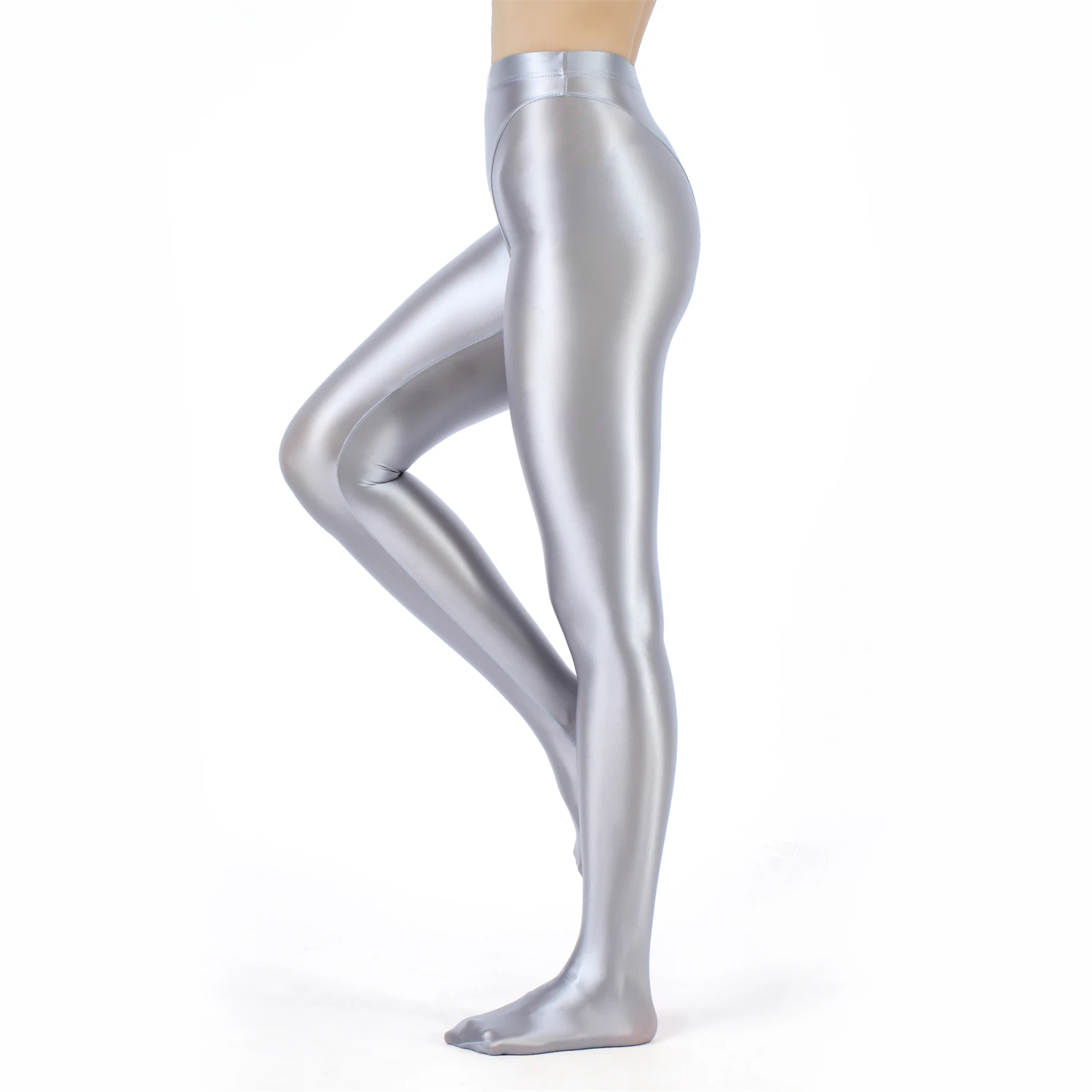Sexy Women High Waist Sexy Tight Silk Shiny Pencil Pant Oil Glossy Candy Color Smooth Pants Sexy Erotic Lingerie Yoga Leggings