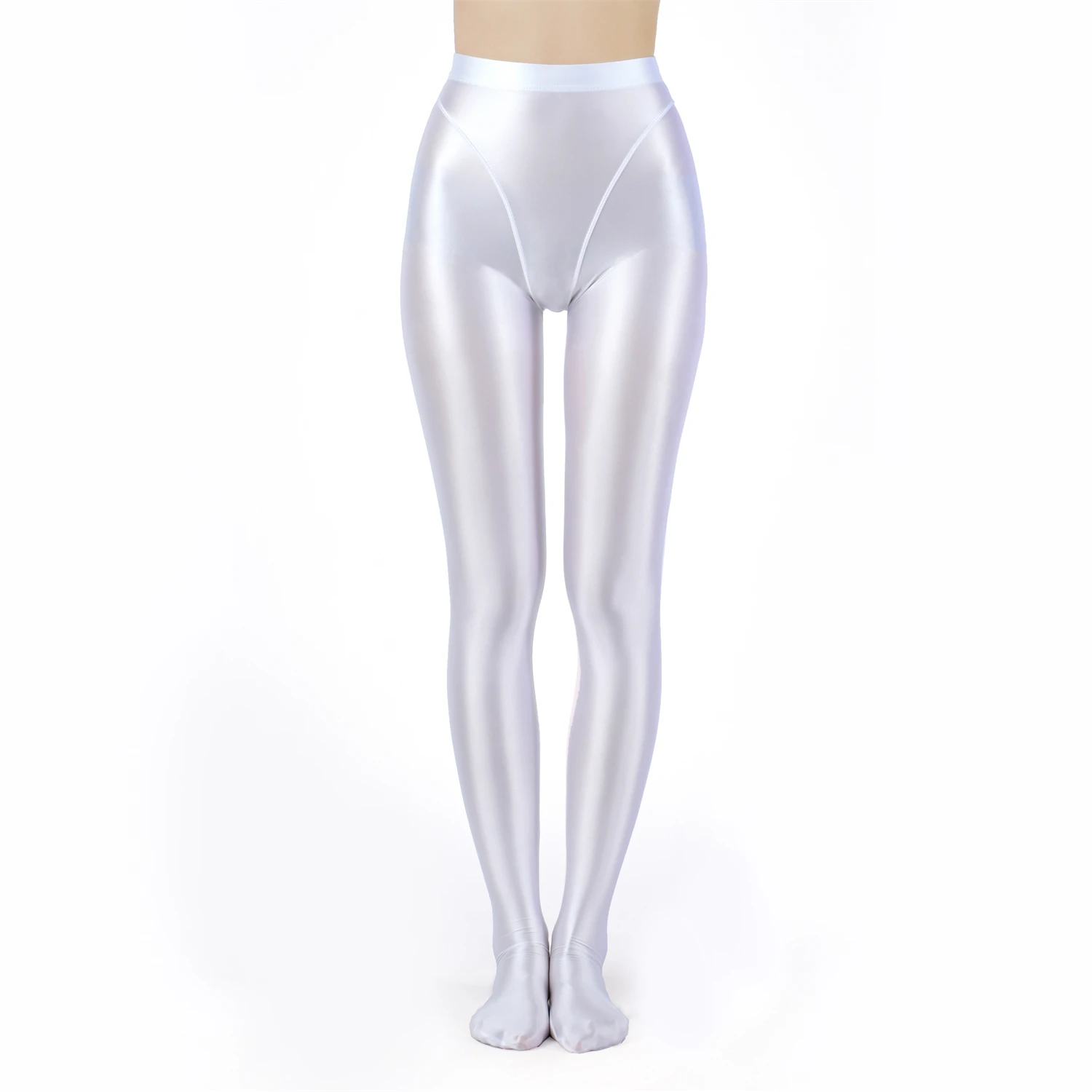 Sexy Women High Waist Sexy Tight Silk Shiny Pencil Pant Oil Glossy Candy Color Smooth Pants Sexy Erotic Lingerie Yoga Leggings