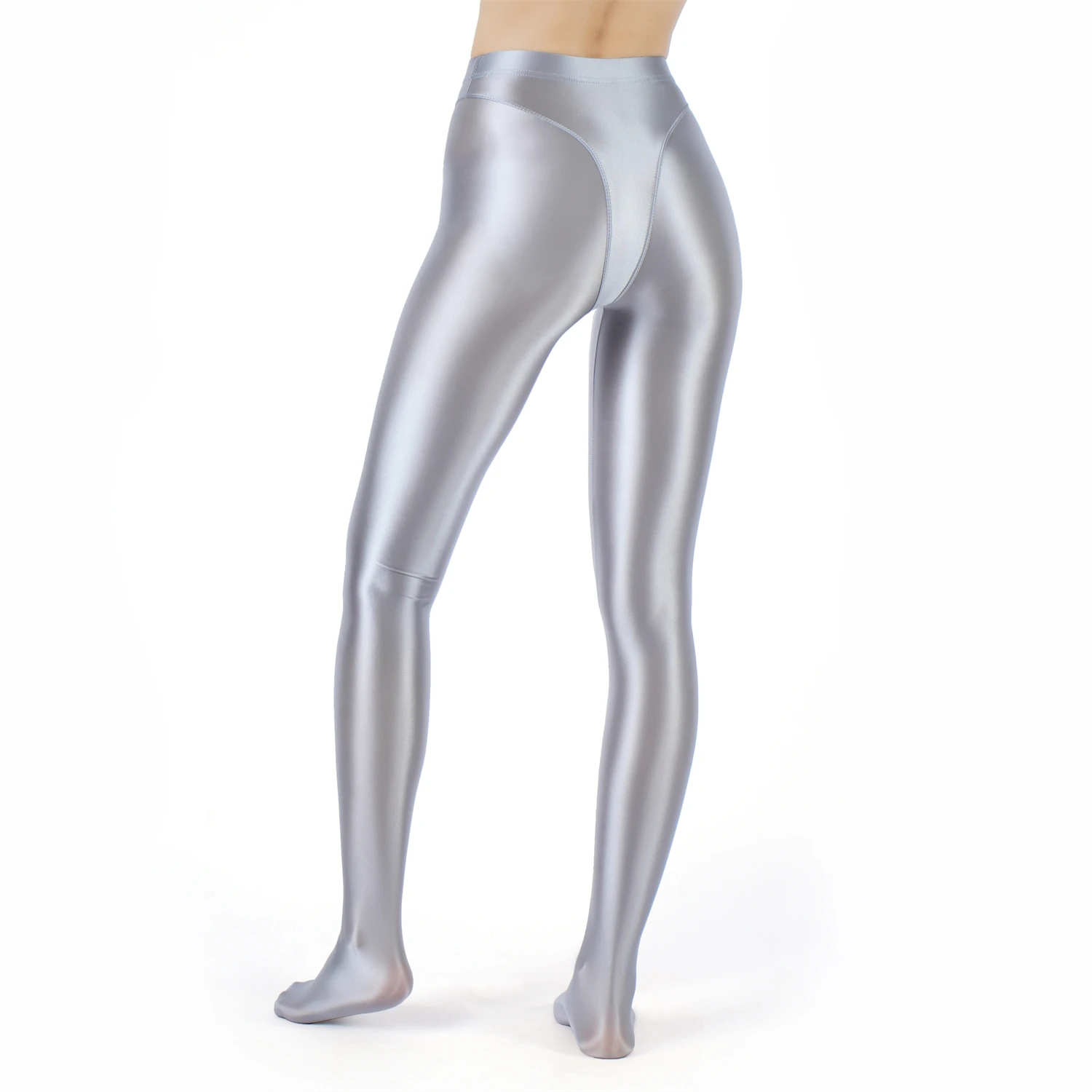 Sexy Women High Waist Sexy Tight Silk Shiny Pencil Pant Oil Glossy Candy Color Smooth Pants Sexy Erotic Lingerie Yoga Leggings
