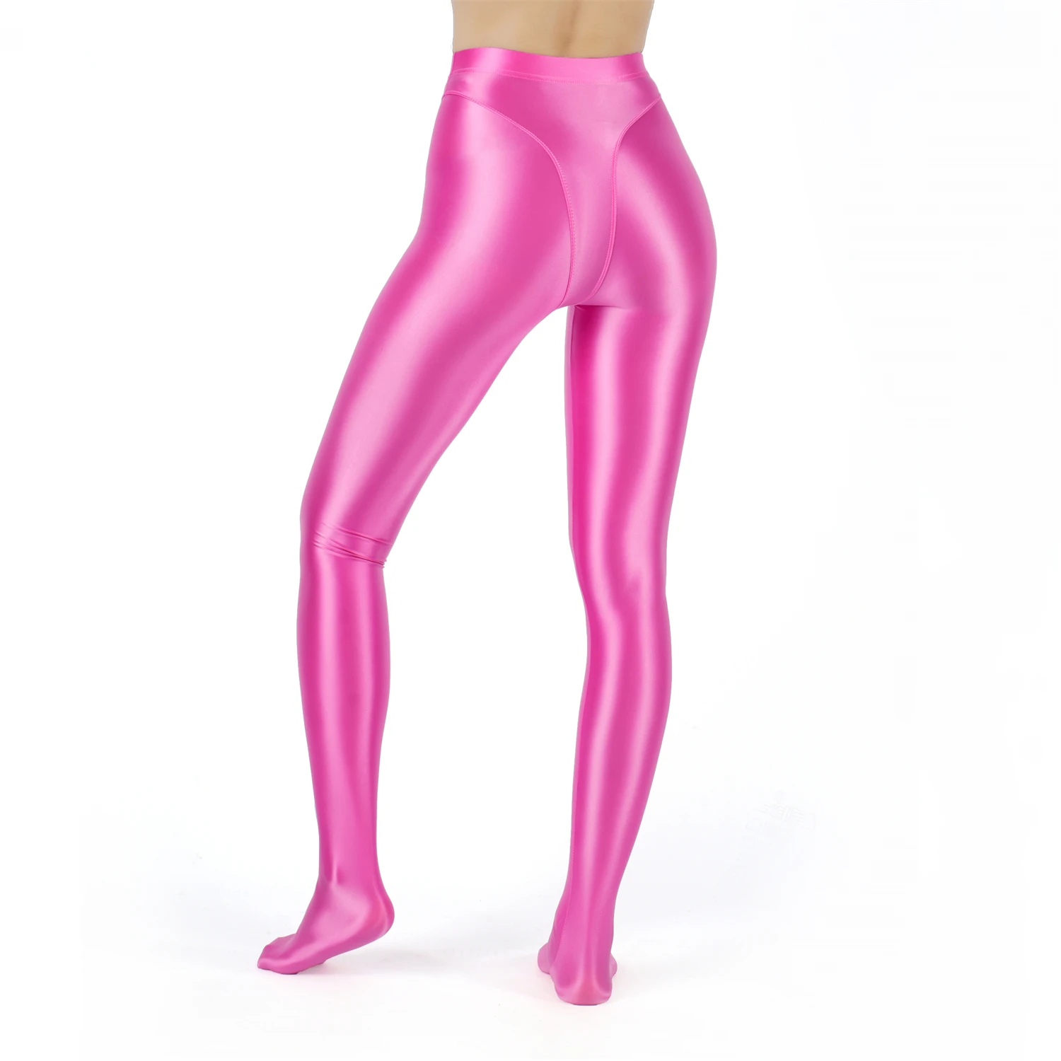 Sexy Women High Waist Sexy Tight Silk Shiny Pencil Pant Oil Glossy Candy Color Smooth Pants Sexy Erotic Lingerie Yoga Leggings