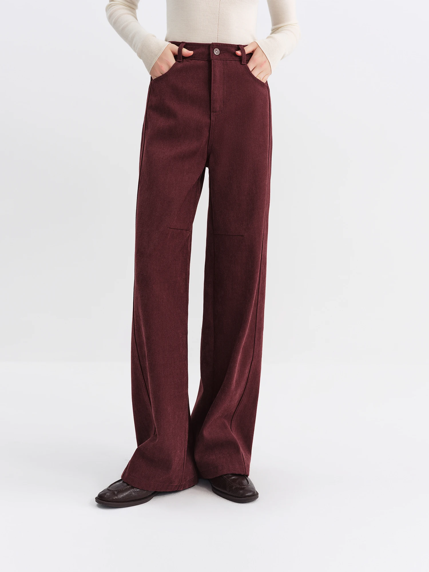 FSLE Sanded Narrow Straight-Leg Jeans for Women Fall Winter 2025 New Arrival Retro Relaxed Slimming Pants Floor Lenghth Pants