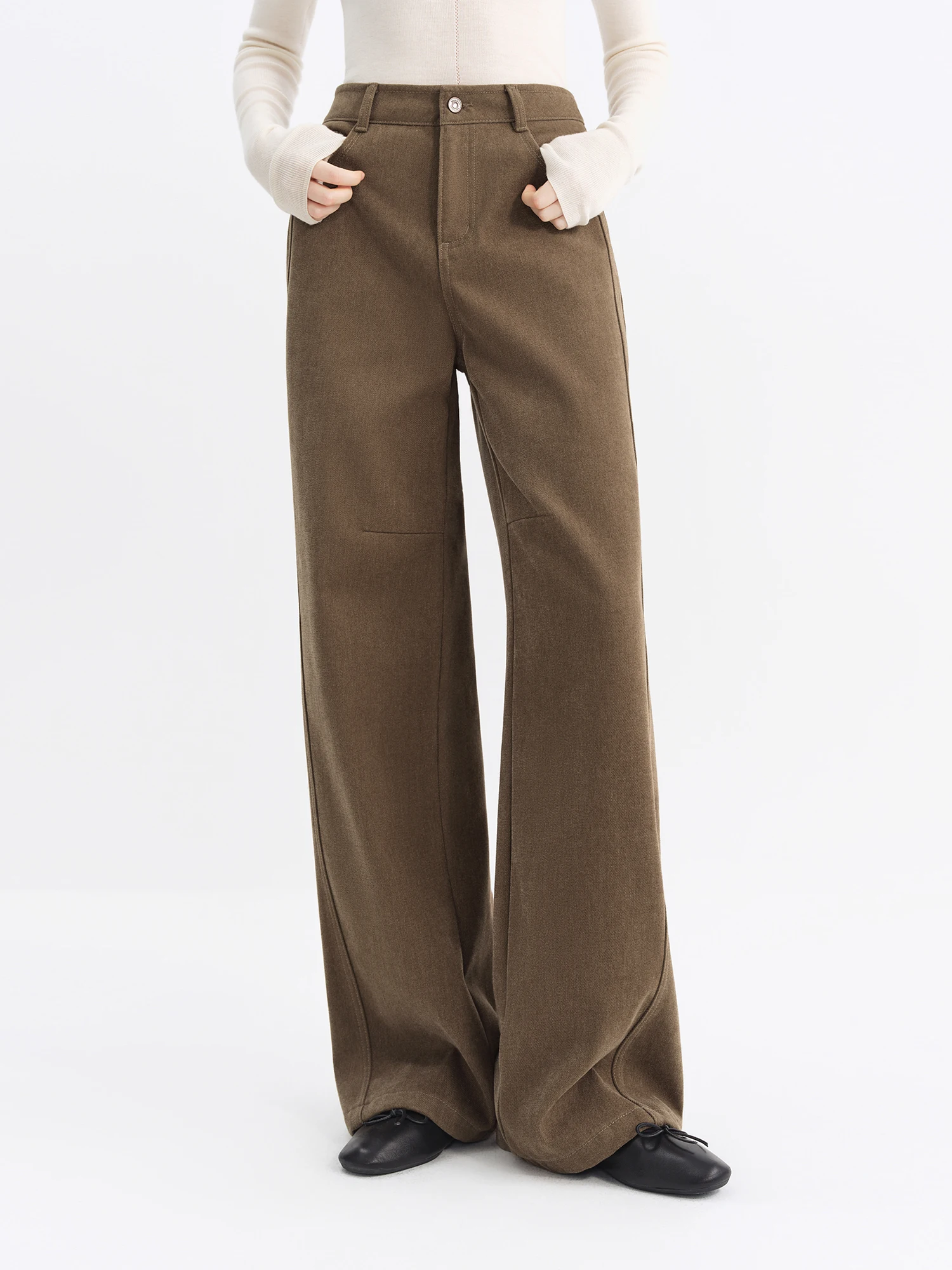 FSLE Sanded Narrow Straight-Leg Jeans for Women Fall Winter 2025 New Arrival Retro Relaxed Slimming Pants Floor Lenghth Pants