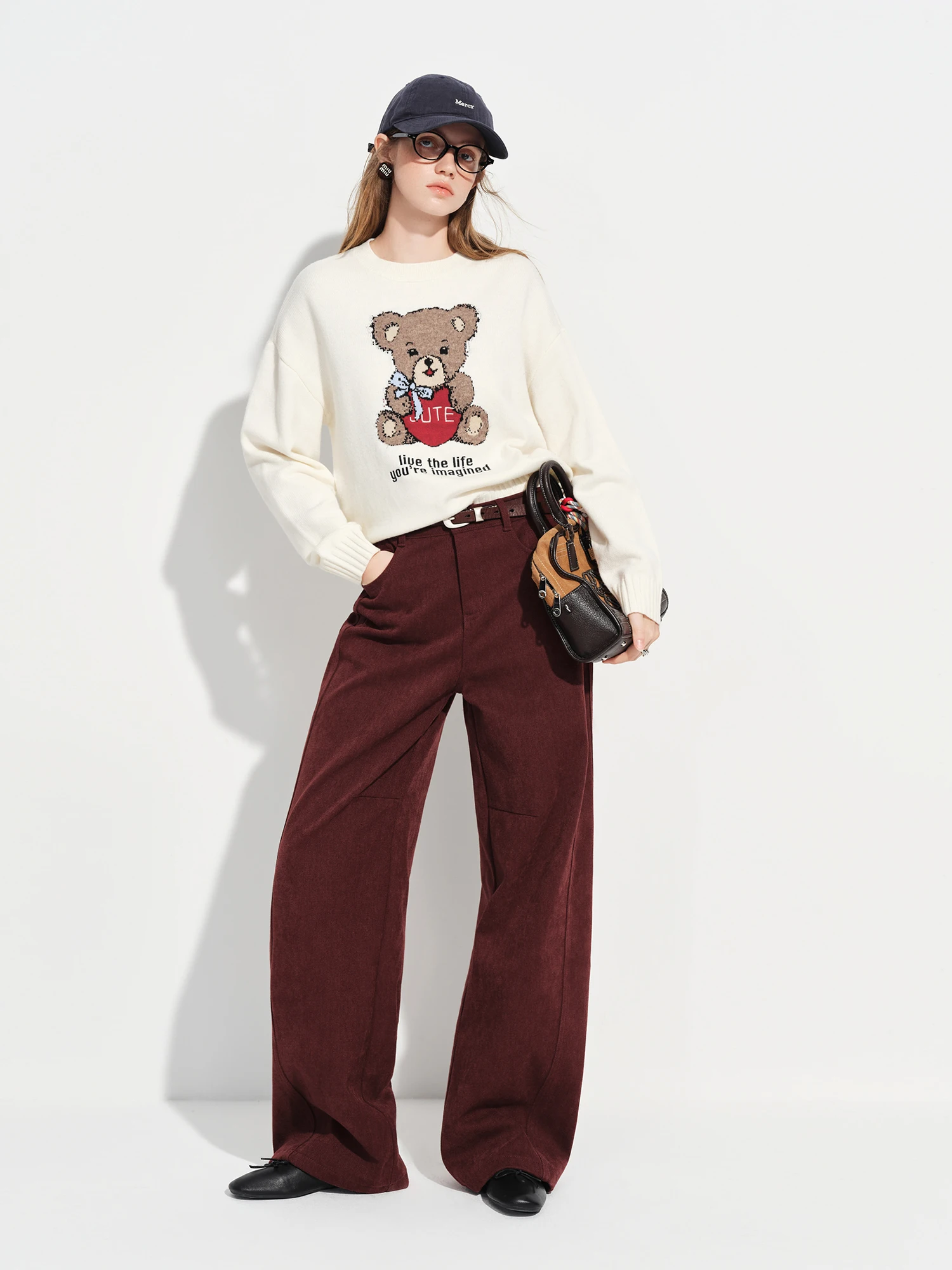 FSLE Sanded Narrow Straight-Leg Jeans for Women Fall Winter 2025 New Arrival Retro Relaxed Slimming Pants Floor Lenghth Pants