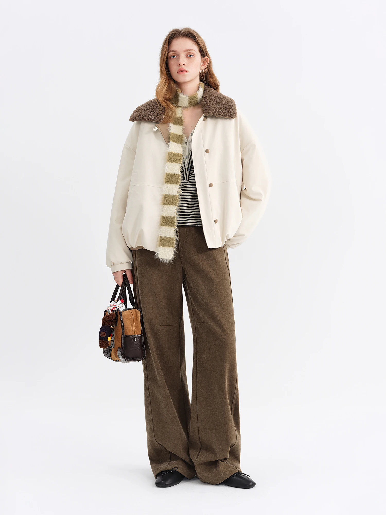 FSLE Sanded Narrow Straight-Leg Jeans for Women Fall Winter 2025 New Arrival Retro Relaxed Slimming Pants Floor Lenghth Pants