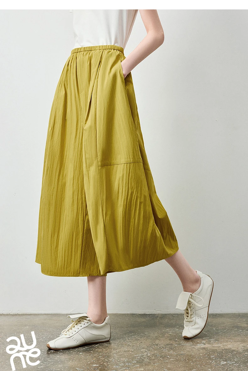 TOYOUTH Women's High Waist Wide Leg Skort 2026 Autumn New Accordion Pleated Slimming Flattering Office Commute Workwear Chic