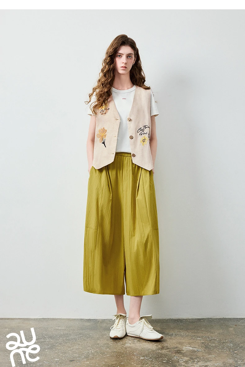TOYOUTH Women's High Waist Wide Leg Skort 2026 Autumn New Accordion Pleated Slimming Flattering Office Commute Workwear Chic