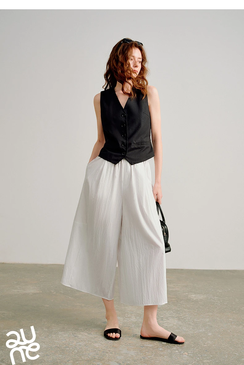 TOYOUTH Women's High Waist Wide Leg Skort 2026 Autumn New Accordion Pleated Slimming Flattering Office Commute Workwear Chic