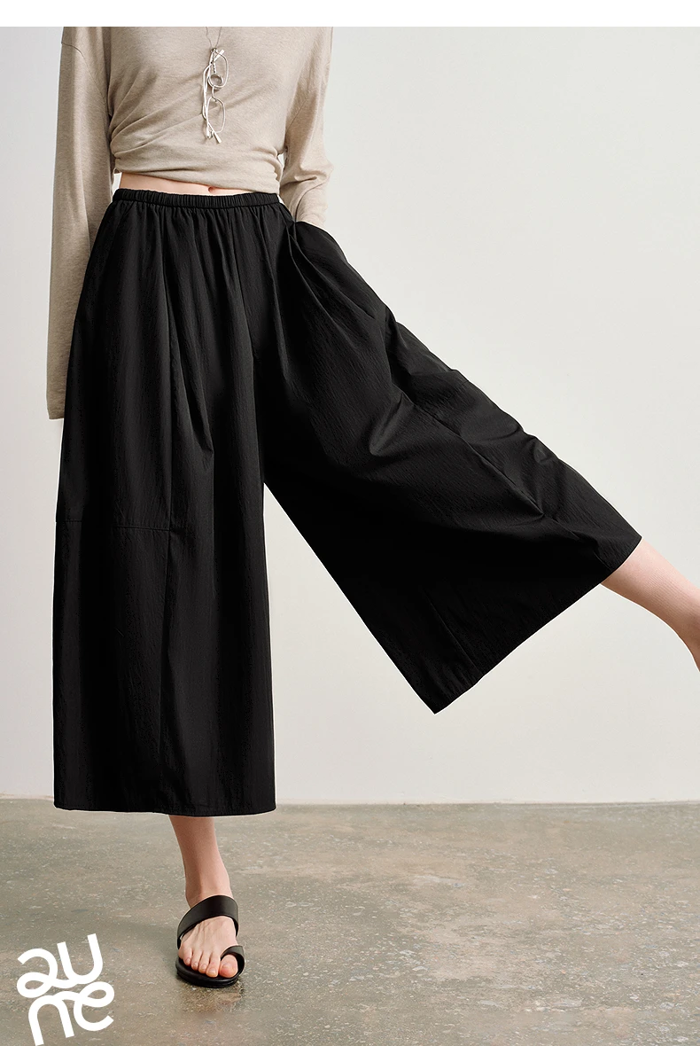 TOYOUTH Women's High Waist Wide Leg Skort 2026 Autumn New Accordion Pleated Slimming Flattering Office Commute Workwear Chic