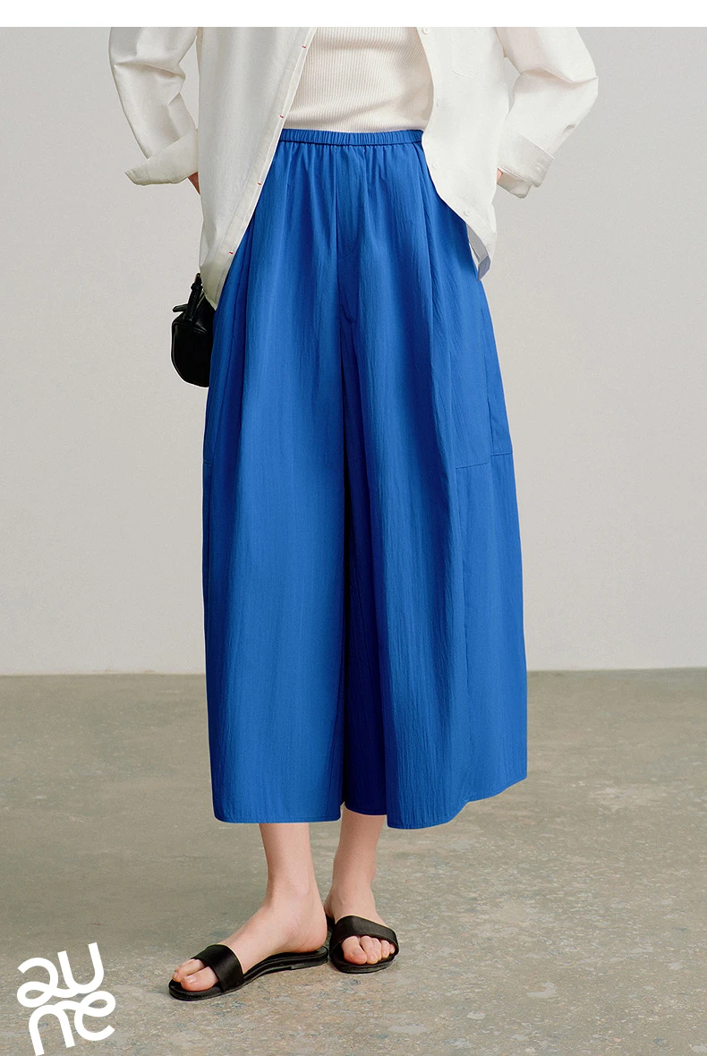TOYOUTH Women's High Waist Wide Leg Skort 2026 Autumn New Accordion Pleated Slimming Flattering Office Commute Workwear Chic