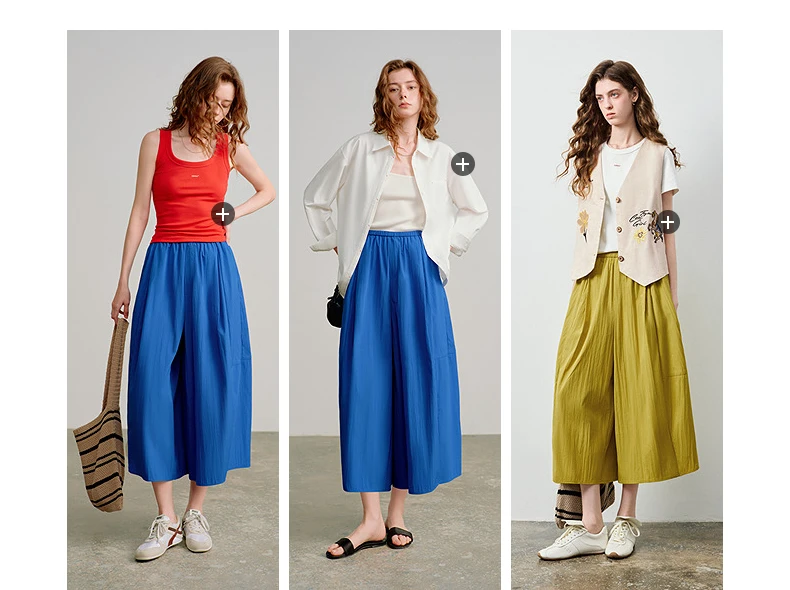 TOYOUTH Women's High Waist Wide Leg Skort 2026 Autumn New Accordion Pleated Slimming Flattering Office Commute Workwear Chic