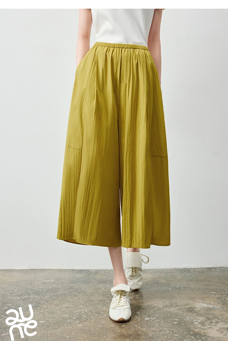 TOYOUTH Women's High Waist Wide Leg Skort 2026 Autumn New Accordion Pleated Slimming Flattering Office Commute Workwear Chic