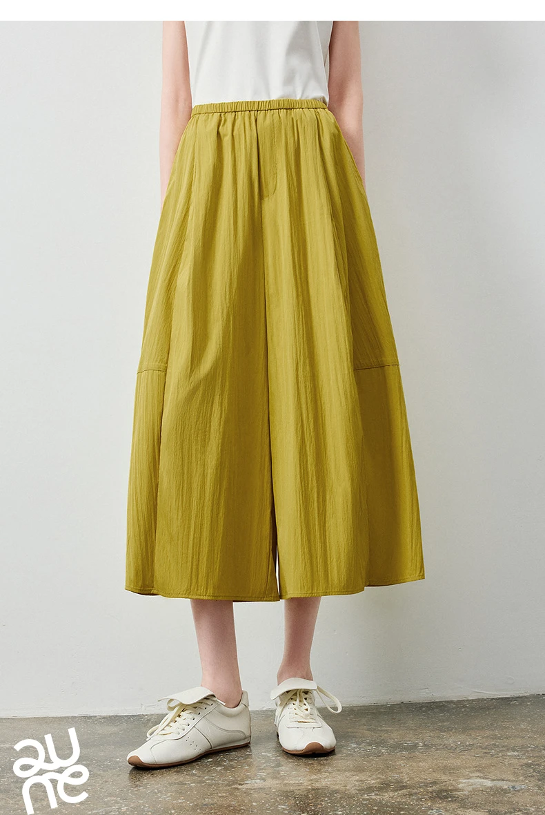TOYOUTH Women's High Waist Wide Leg Skort 2026 Autumn New Accordion Pleated Slimming Flattering Office Commute Workwear Chic