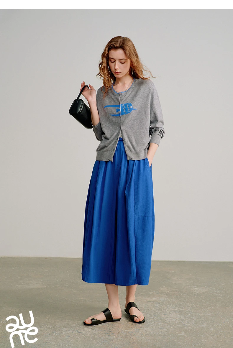 TOYOUTH Women's High Waist Wide Leg Skort 2026 Autumn New Accordion Pleated Slimming Flattering Office Commute Workwear Chic