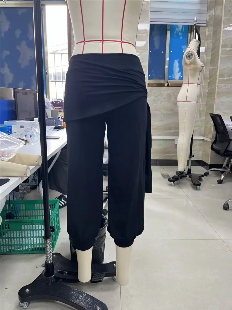 Women Y2K Wrap Waist Tie Sash Capri Pants Solid Low Rise Ruched Bandage Cropped Lantern Trousers Soft Modal Loose Jogger Pants