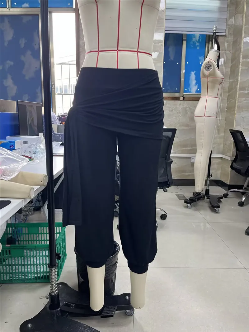 Women Y2K Wrap Waist Tie Sash Capri Pants Solid Low Rise Ruched Bandage Cropped Lantern Trousers Soft Modal Loose Jogger Pants