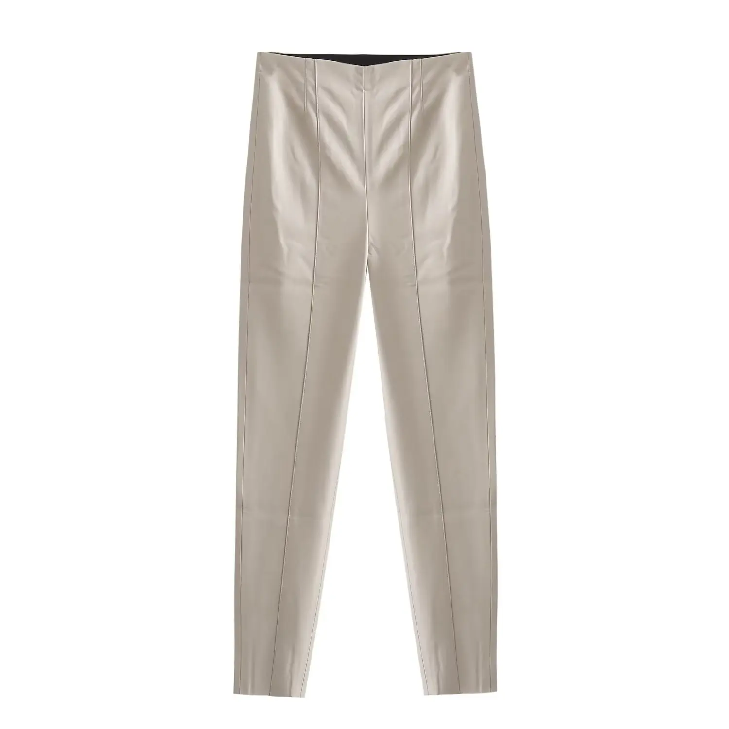 HH 2024 Women's Faux Leather Pants High Waist Straight Leg Trousers Fashion Female Streetwear Stylish Stretch Pencil Pants