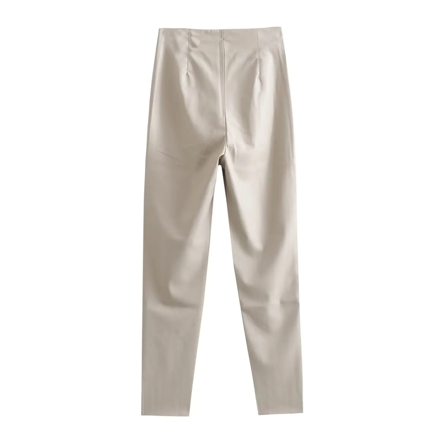 HH 2024 Women's Faux Leather Pants High Waist Straight Leg Trousers Fashion Female Streetwear Stylish Stretch Pencil Pants