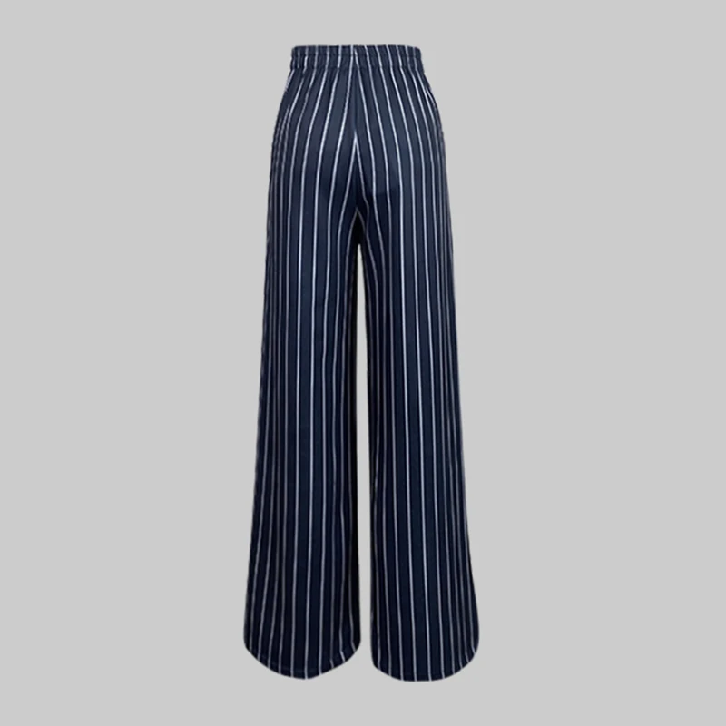 Kristarsgirl Women’s Striped Wide-leg Trousers 2025 Spring Fall Stylish Vintage High-waisted Contrast Color Pants for Female