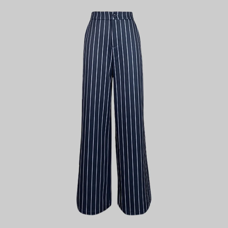 Kristarsgirl Women’s Striped Wide-leg Trousers 2025 Spring Fall Stylish Vintage High-waisted Contrast Color Pants for Female
