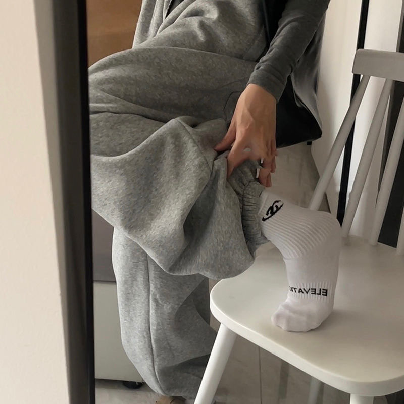 Women Oversize Gray Sweatpants Y2K Harajuku Baggy Wide Leg Joggers Trousers Female Aesthetic Vintage Embroidery Sports Pants